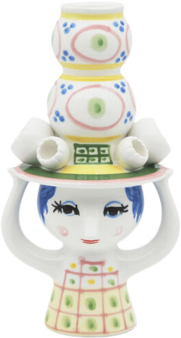 Lady with hat Lysestage H16 cm pink