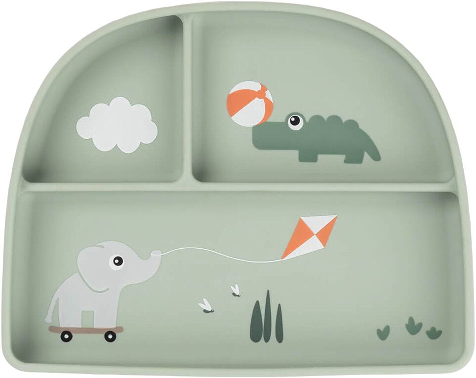 Stick&Stay inddelt tallerken Playground Gr&oslash;n