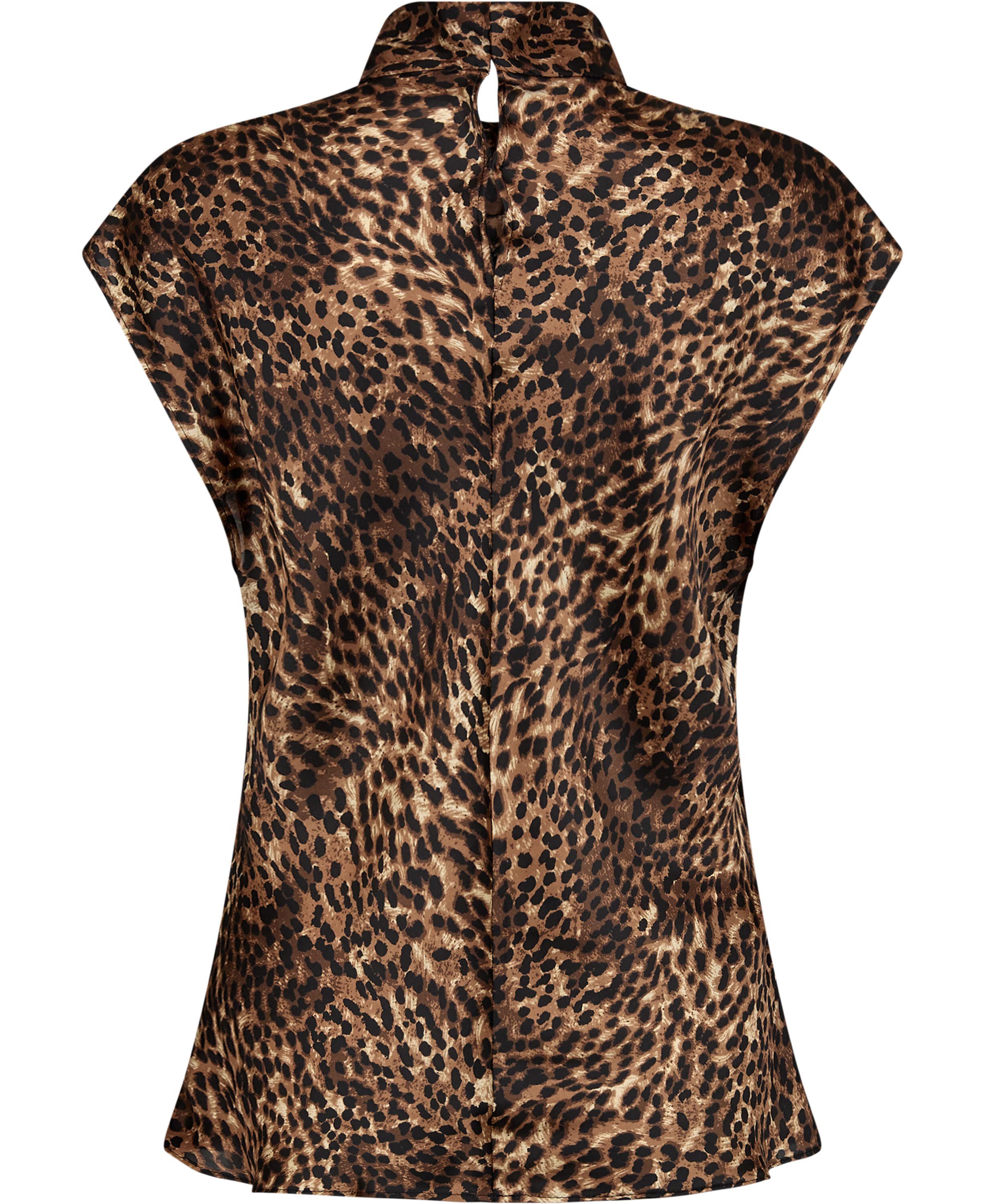 Leopard-print satin blouse