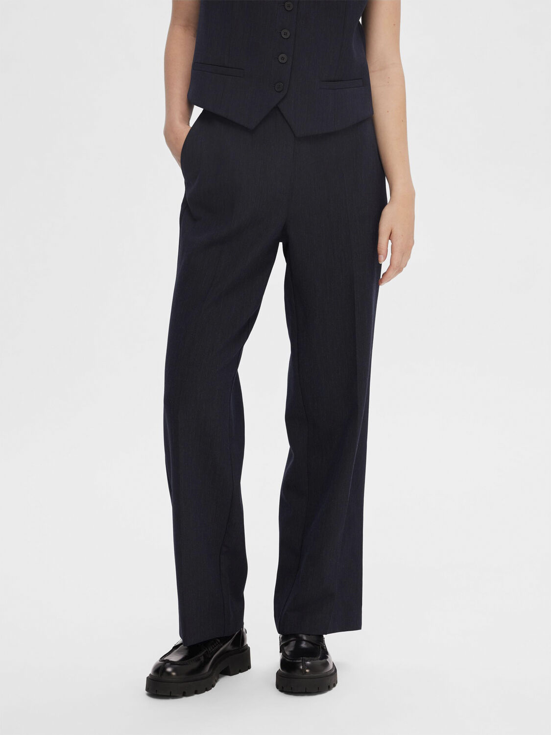 Slfrita Mw Wide Pant Dark Sap Mel Noos