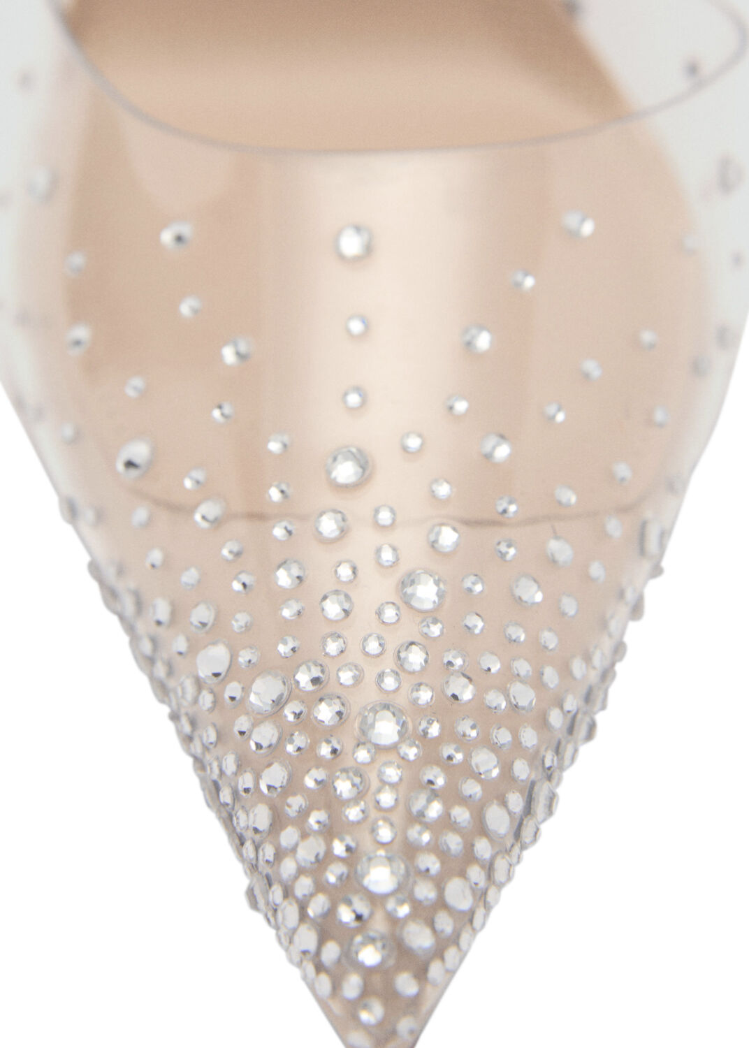Transparent rhinestone pointed toe