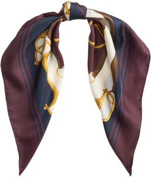 Logo Equestrian-Print Silk Square Scarf