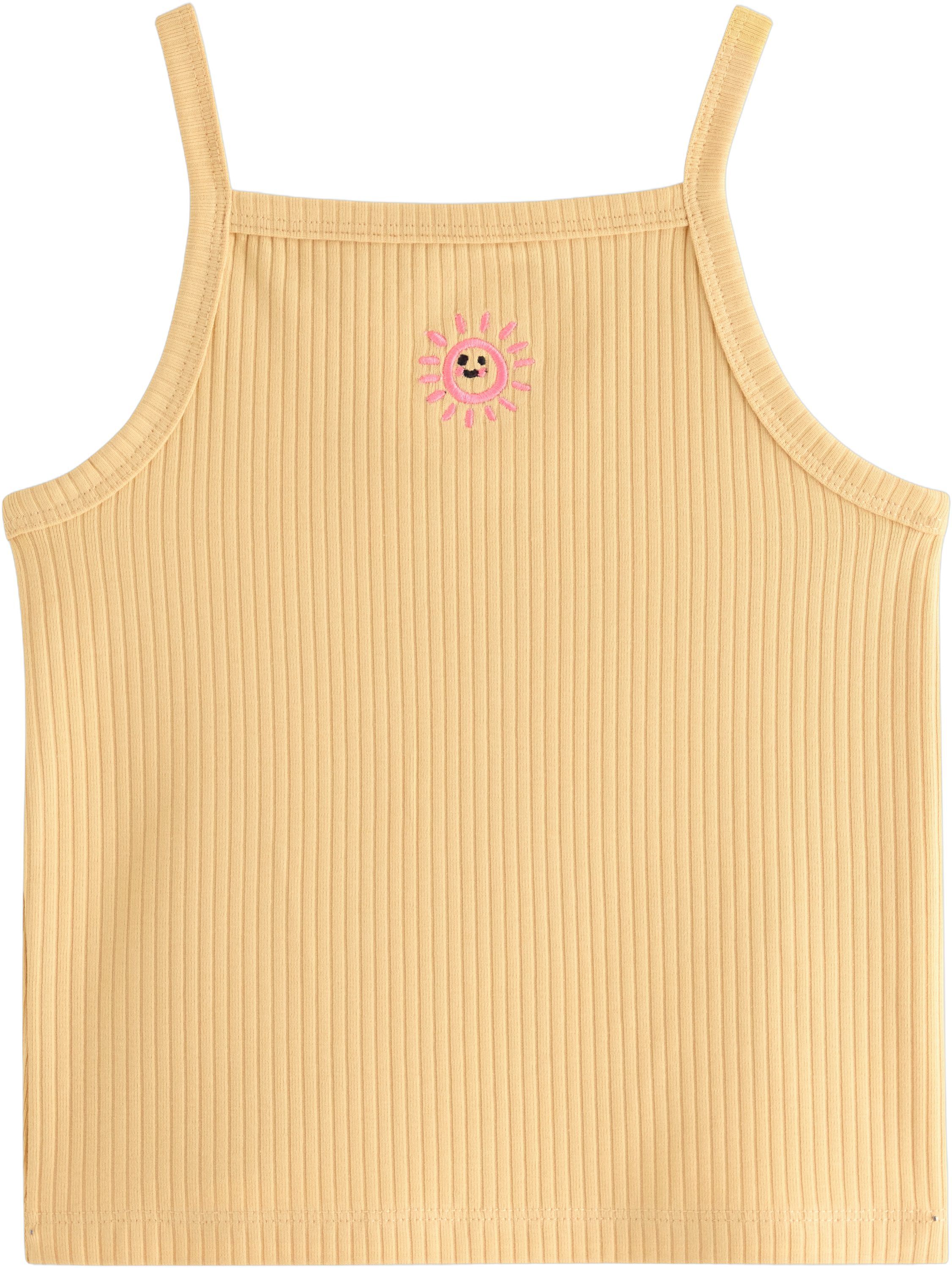 Ribbet singlet med et lite broderi