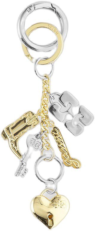 Ganni Bou Charms Keyring Silver and