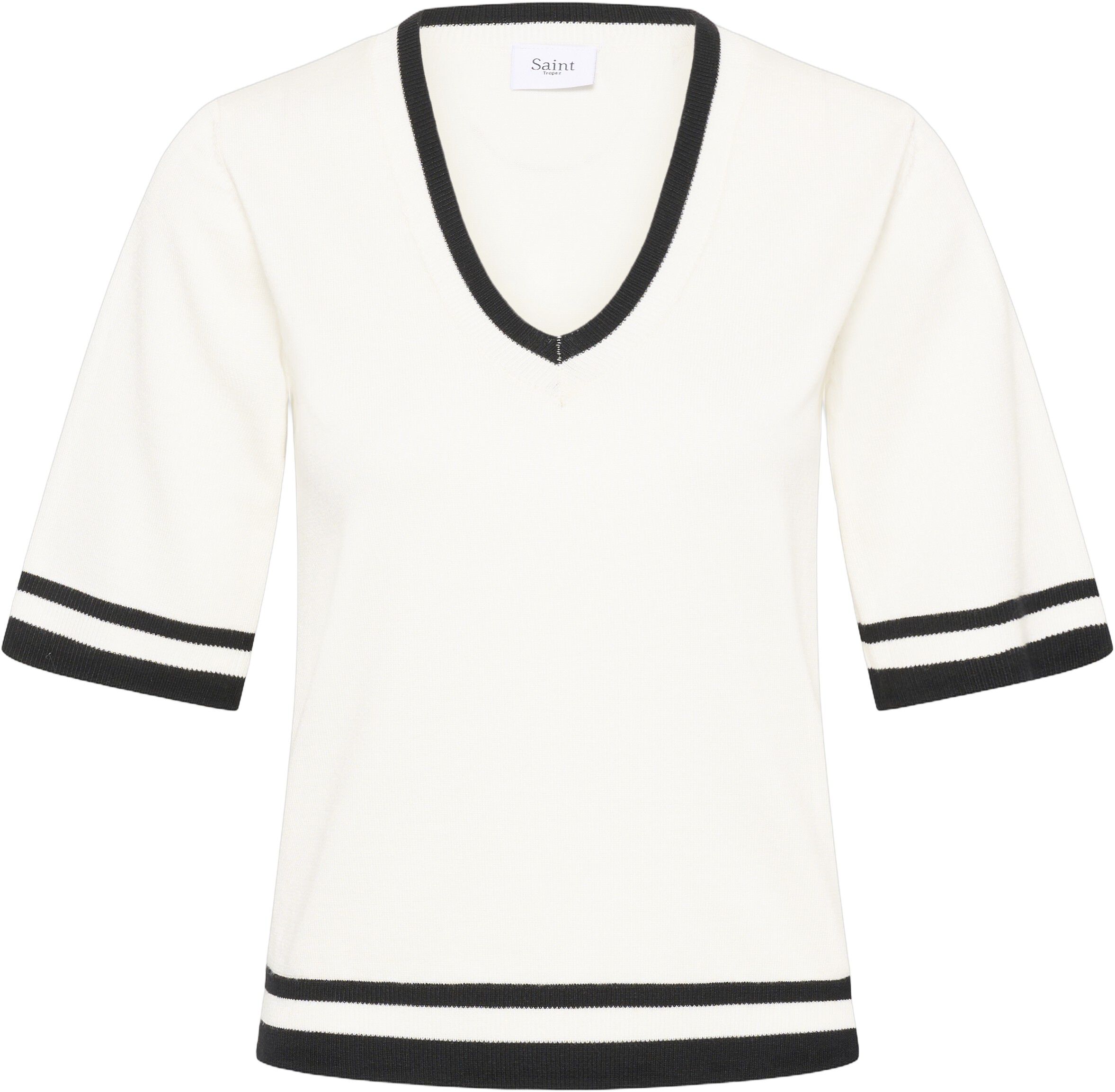 MilaSZ V-Neck SS Contast Pullover