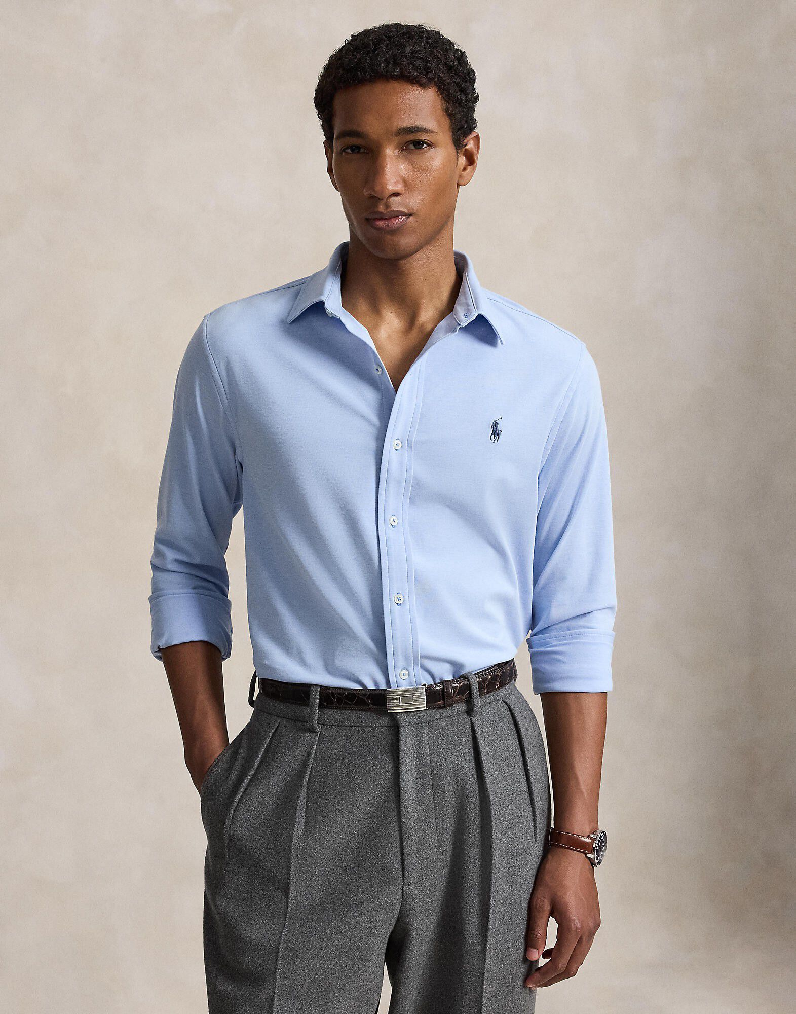 STRCH OXFORD INTRLK-KNT-SHIRT