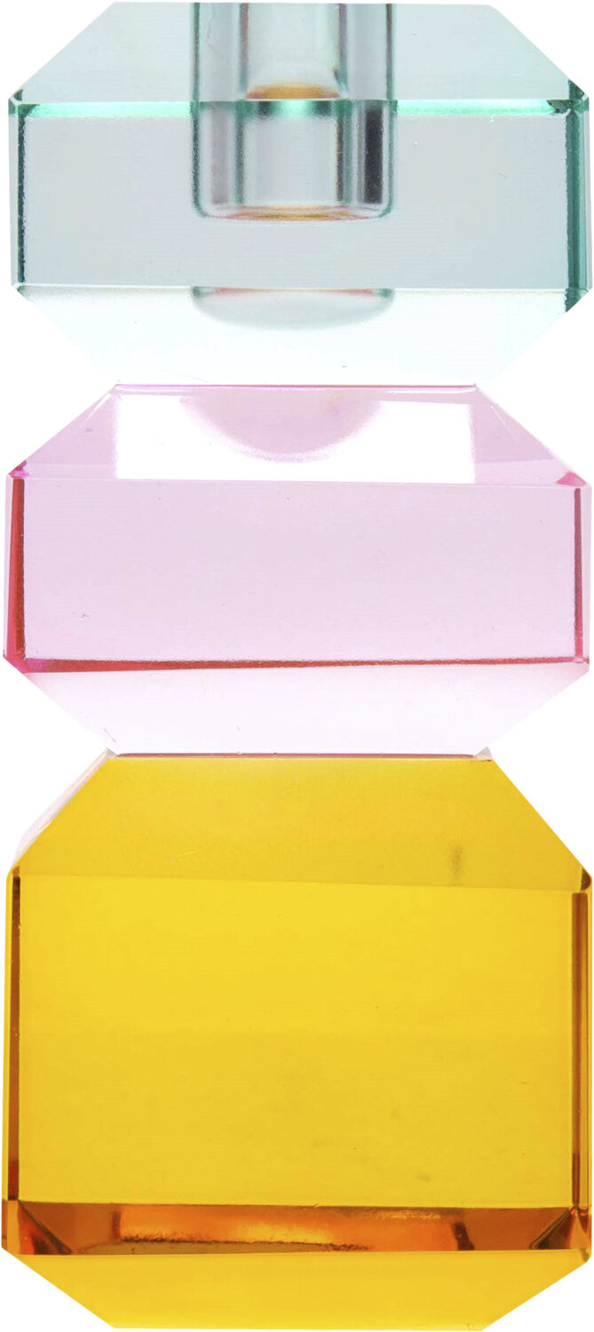Krystal stage, lys mynte/lys pink/gul, 13x6x6 cm