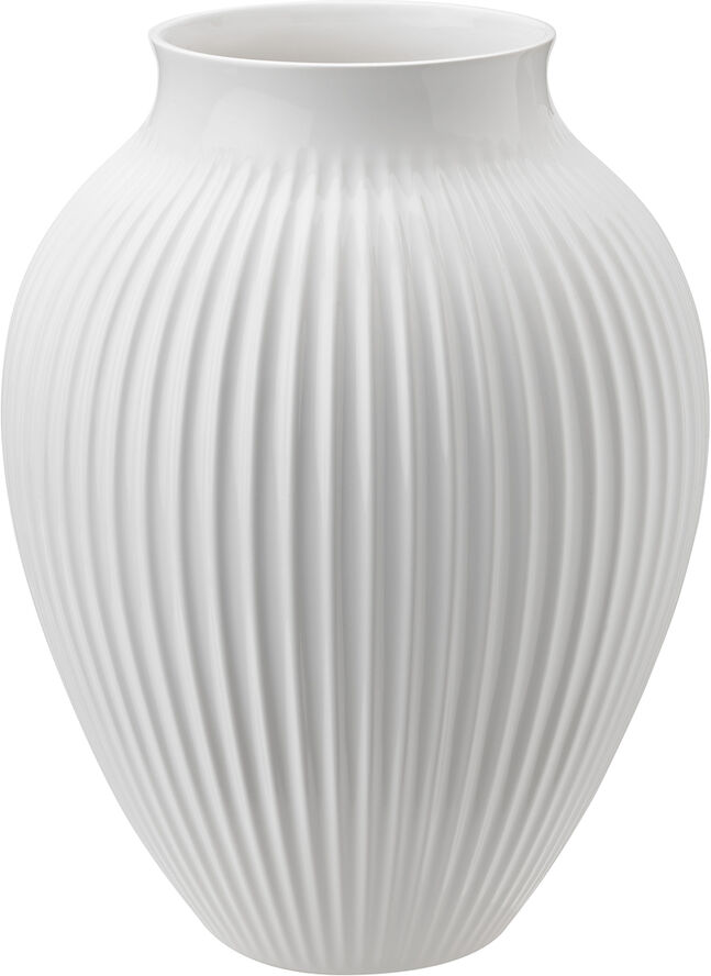 Knabstrup, vase, riller hvid, 27 cm