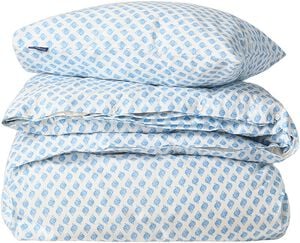 M�nstrat s�ngs�tt i poplin, vit/bl�