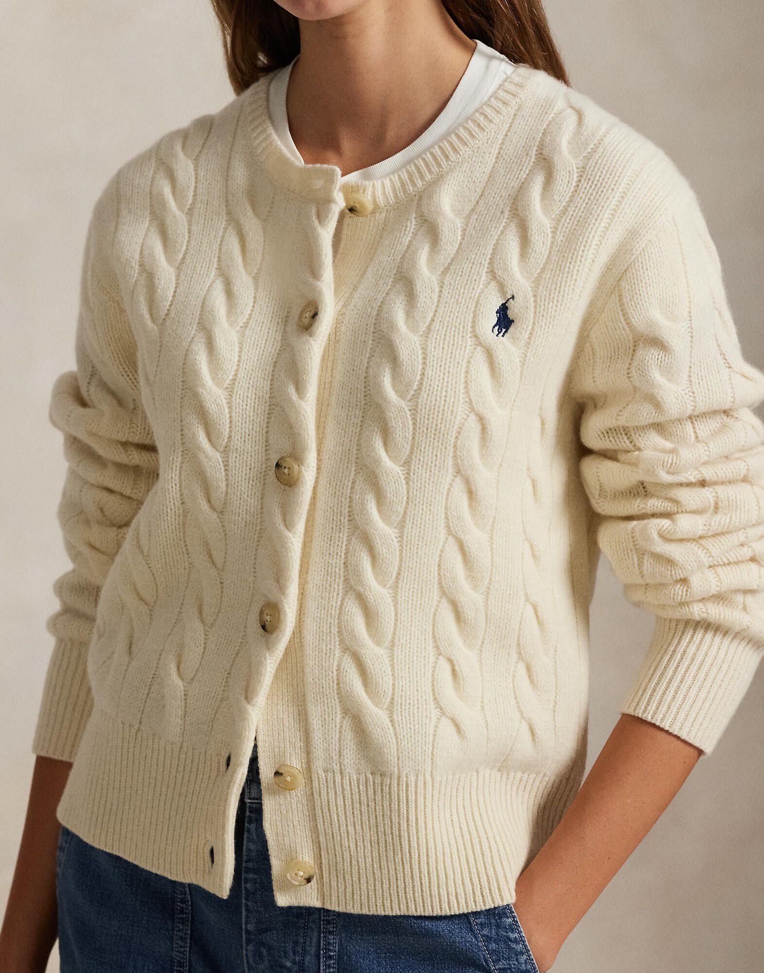 Cable-Knit Wool-Cashmere Cardigan