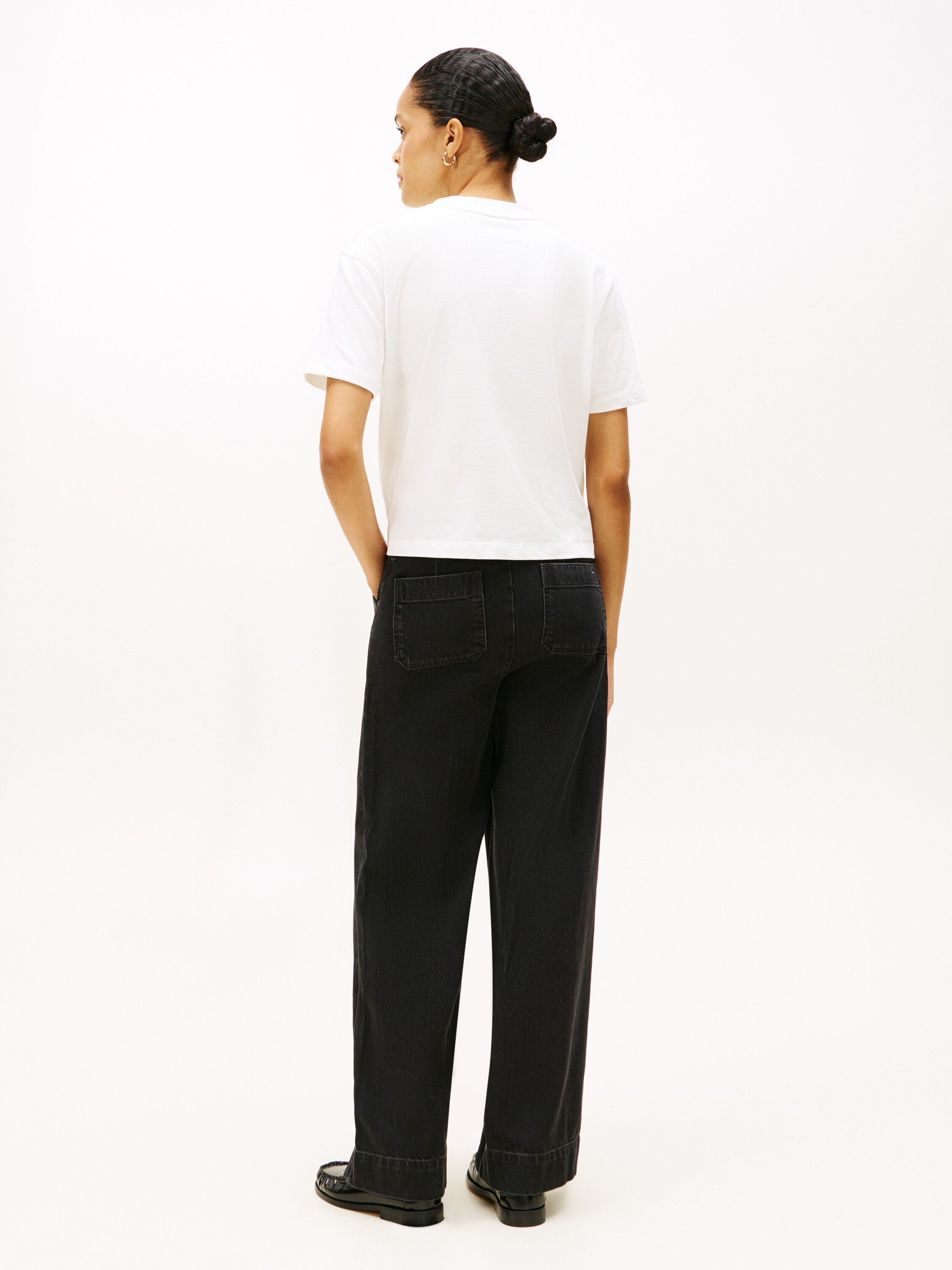 Gold-Tone Button Logo Embroidery Relaxed T-Shirt