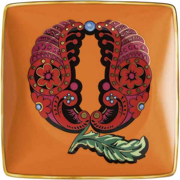 Bowl 12cm sq. flat, Holiday Alphabet Q, Versace