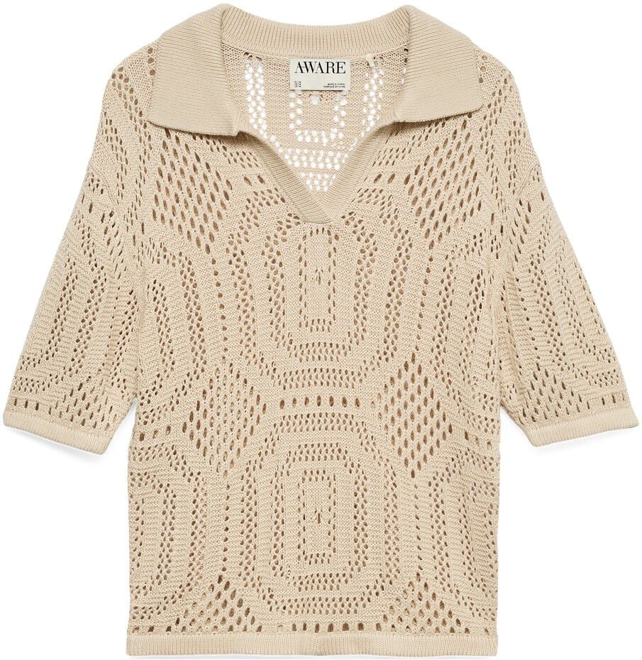 Awbaylee Ss Polo Crochet Top