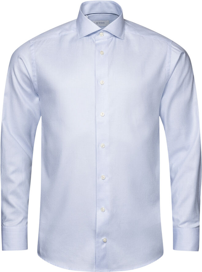 Contemporary Fit Light Blue Melange Semi Solid Fine Twill Shirt