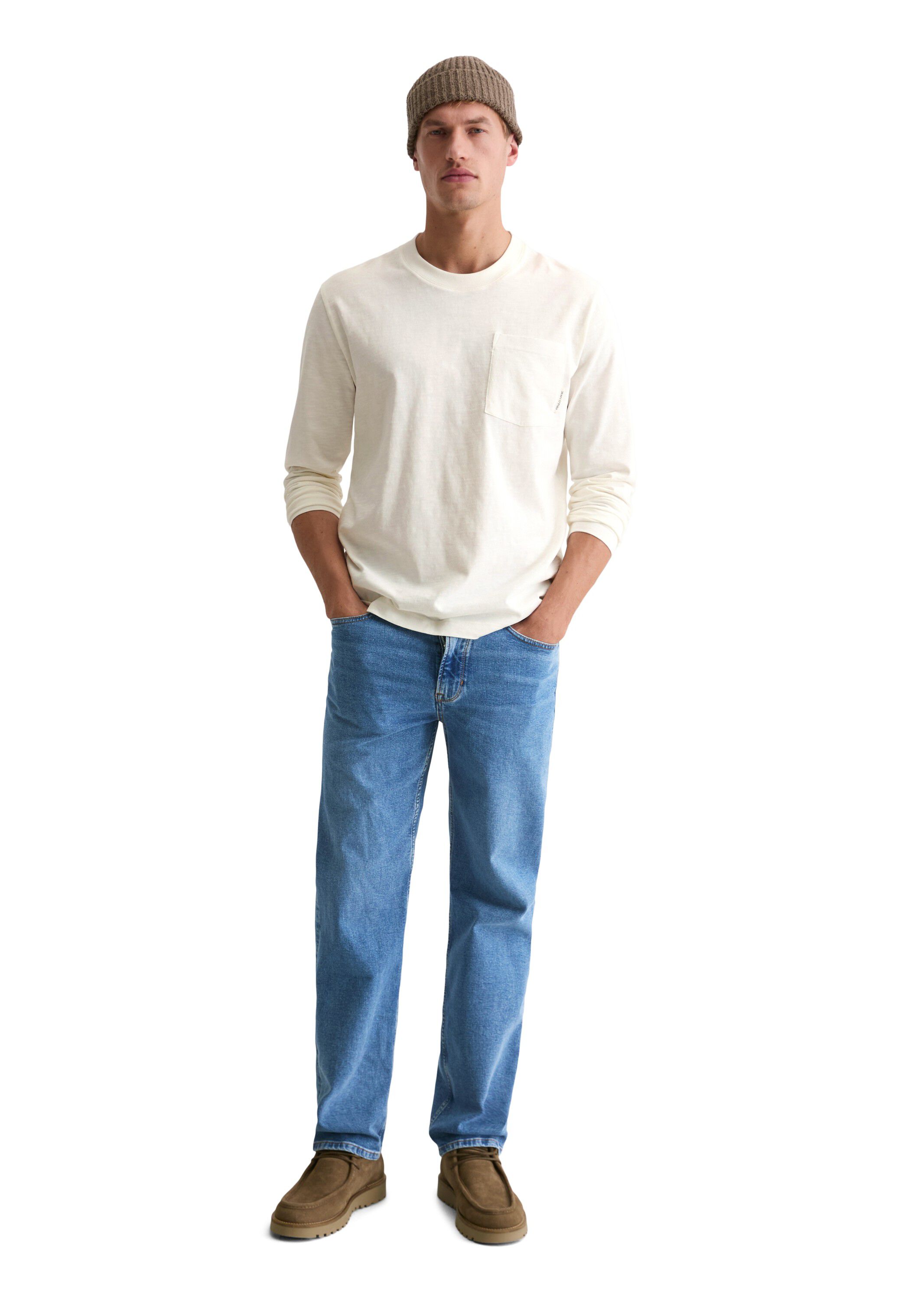 T-shirt, long sleeve, ribbed neck t