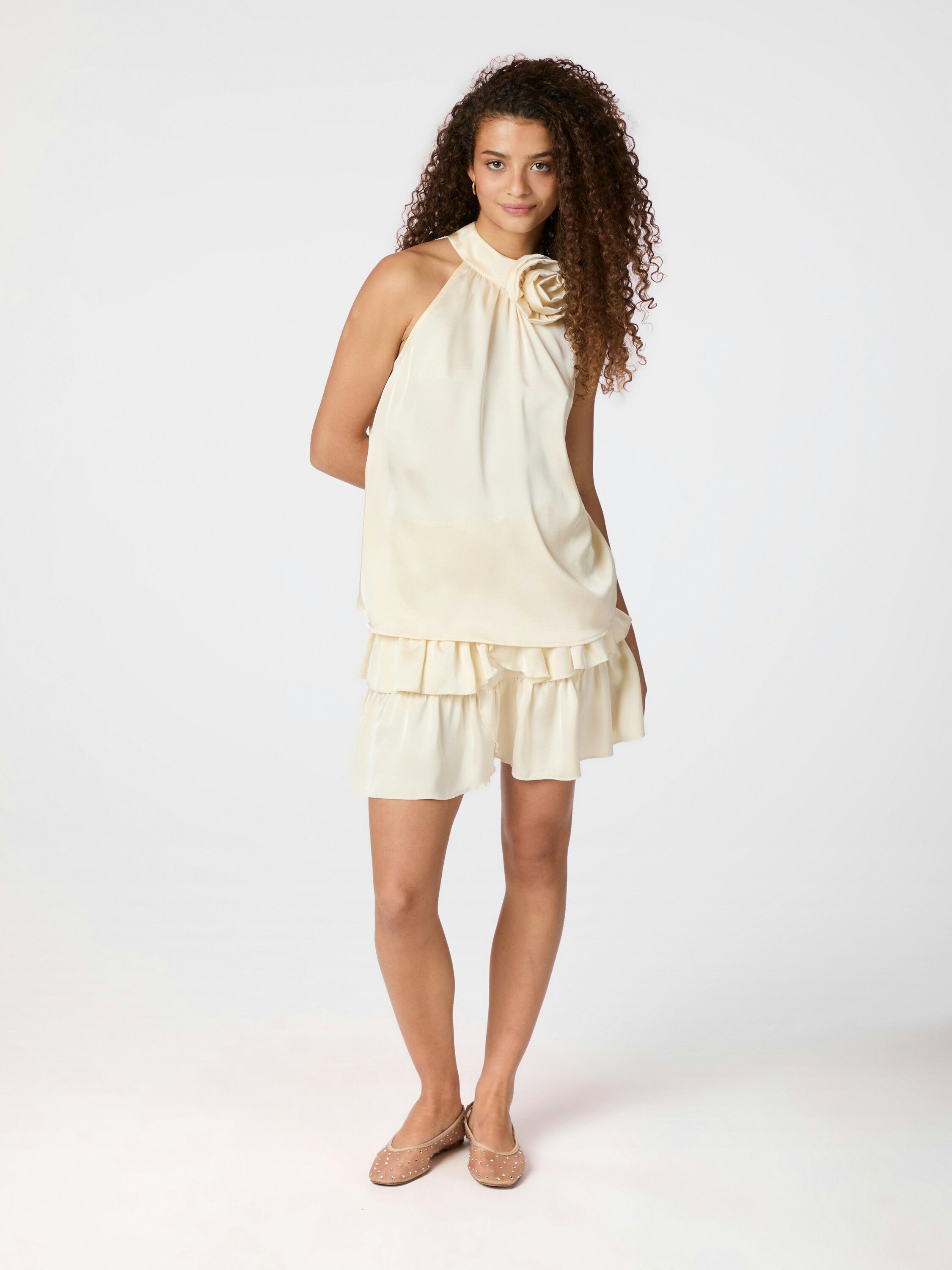 Rosette heavy Sateen Top