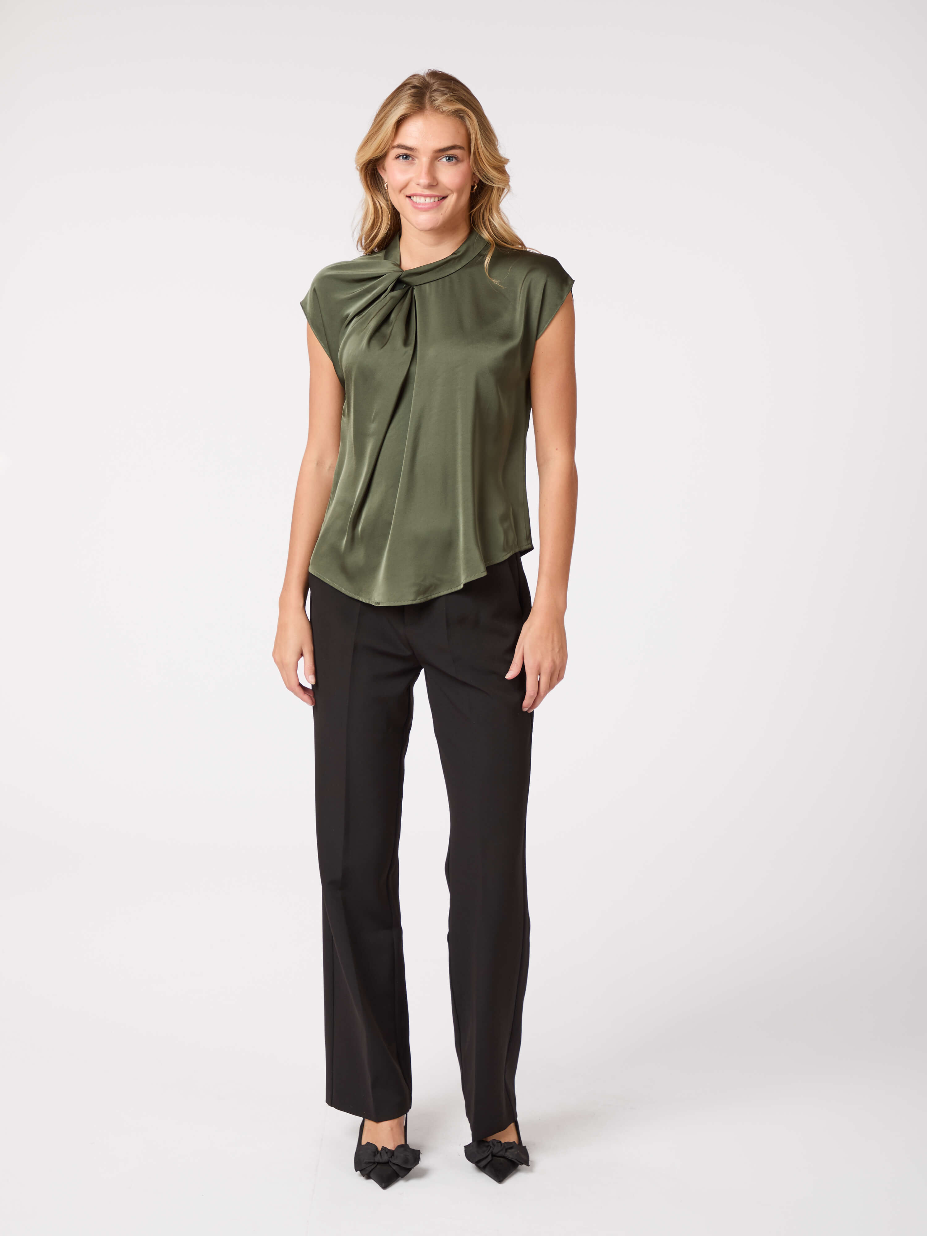 Fleur Drapy Satin Blouse