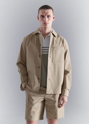 Non-iron overshirt pocket