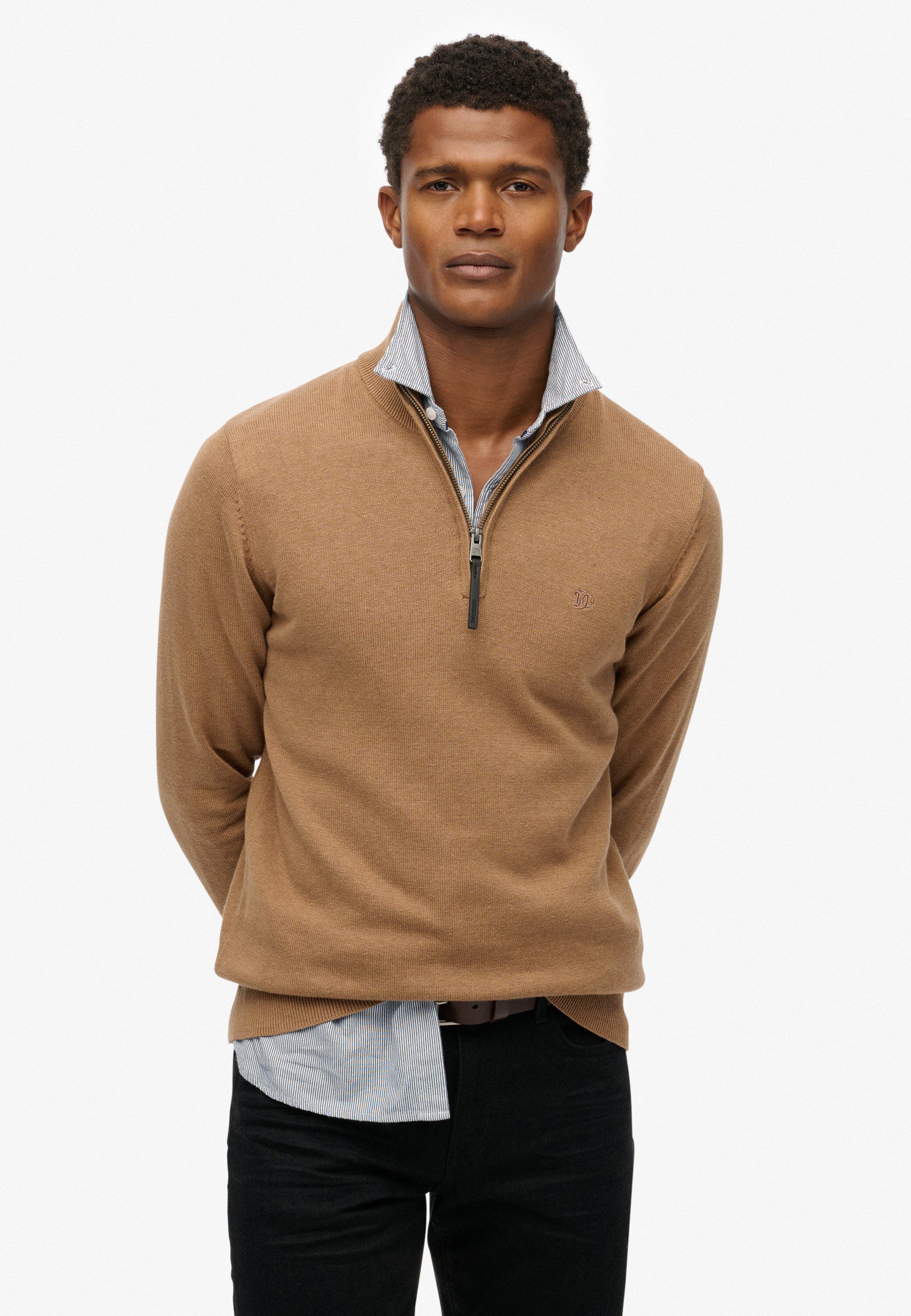 ESSENTIALS COTTON HALF ZIP