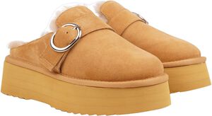 VISO - CALF SUEDE MULES WITH SHEARLING