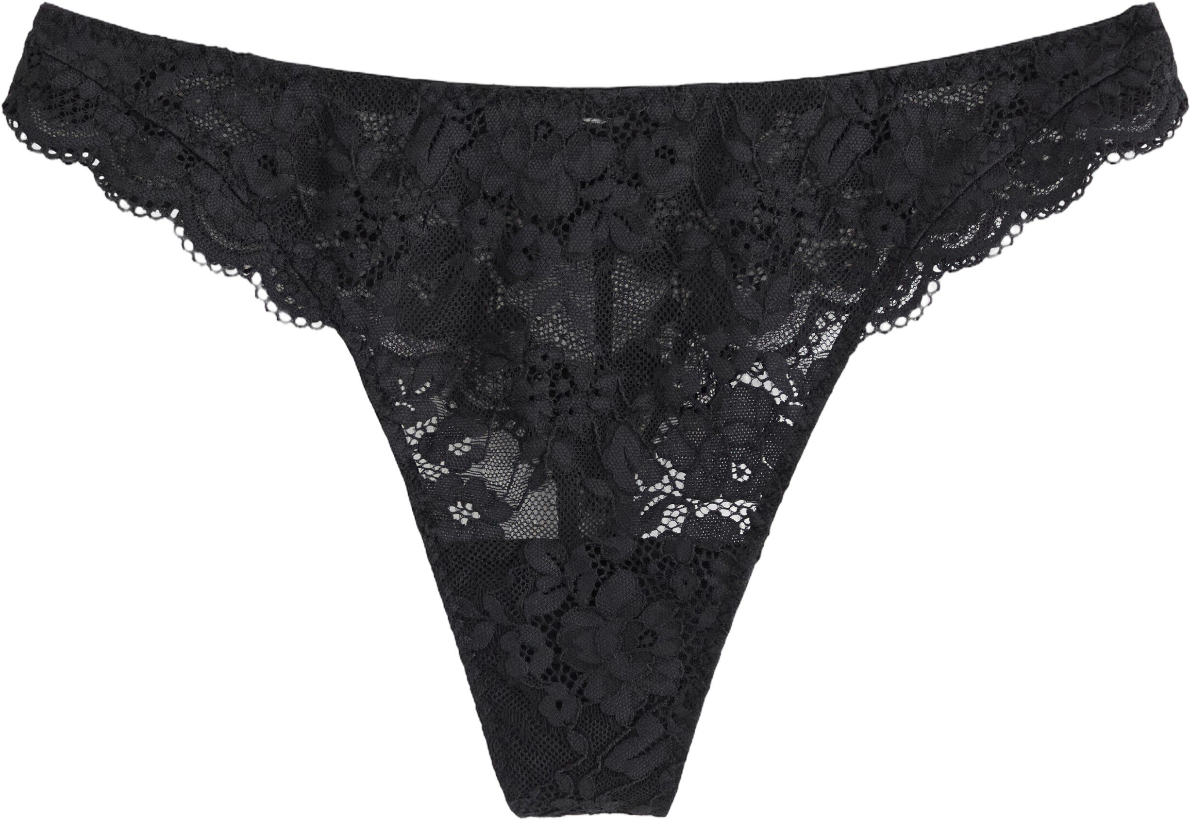 Lace thong with a regular waist.