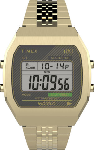 Timex 80 Steel Gold Tone Black Lens Bracelet