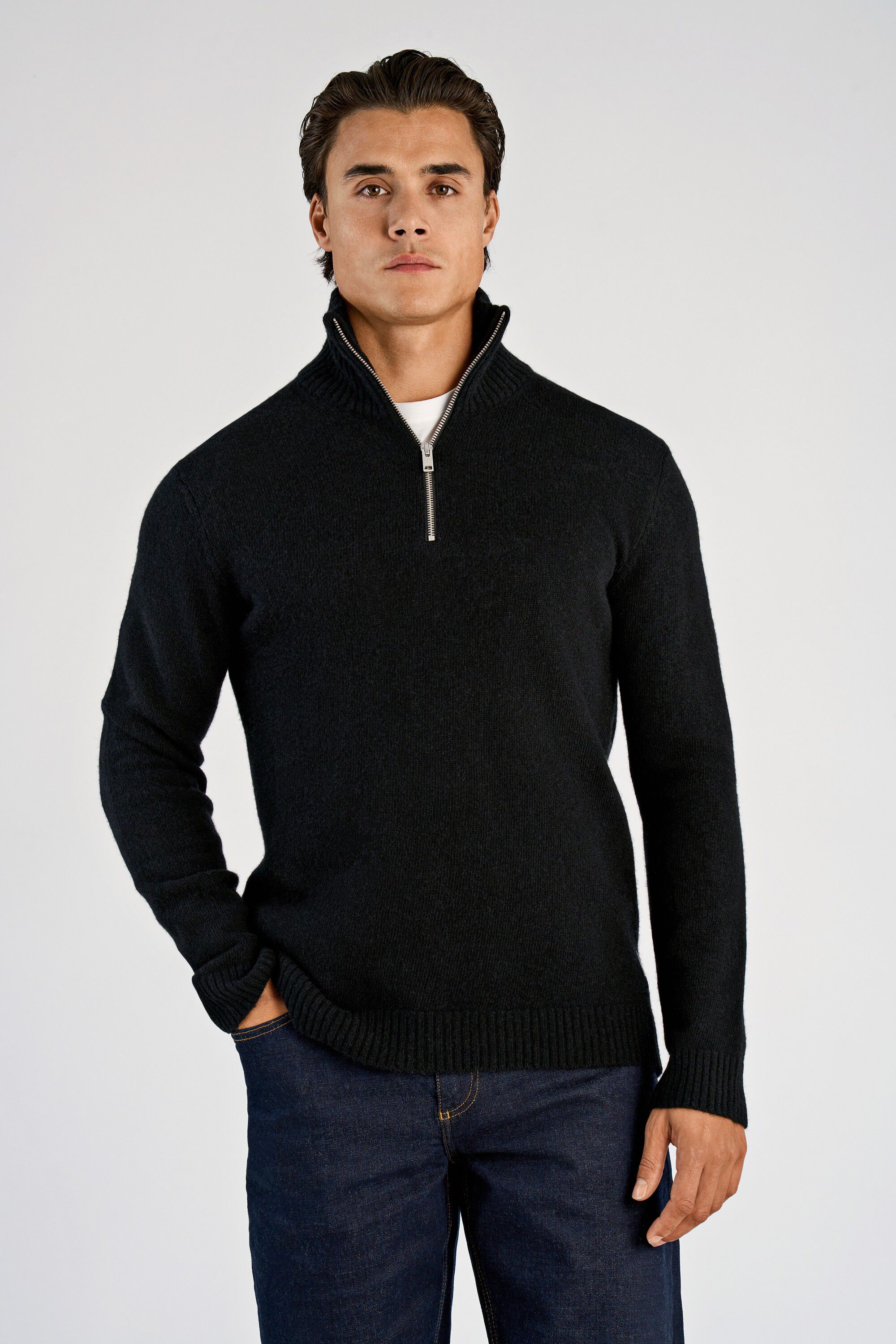 Lambswool half zip knit