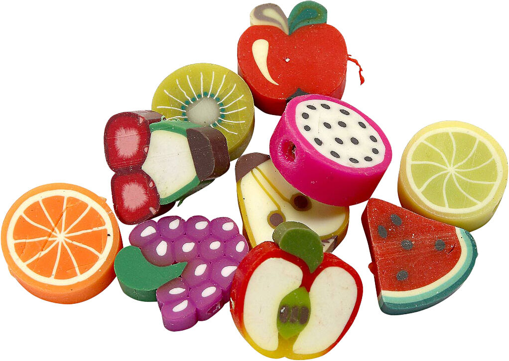 Figurperler, Frugt, diam. 10 mm, hulstr. 1,5 mm, 60 stk.