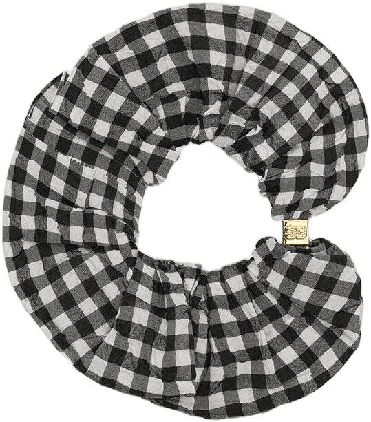 Crinkled Taffeta Check Scrunchie
