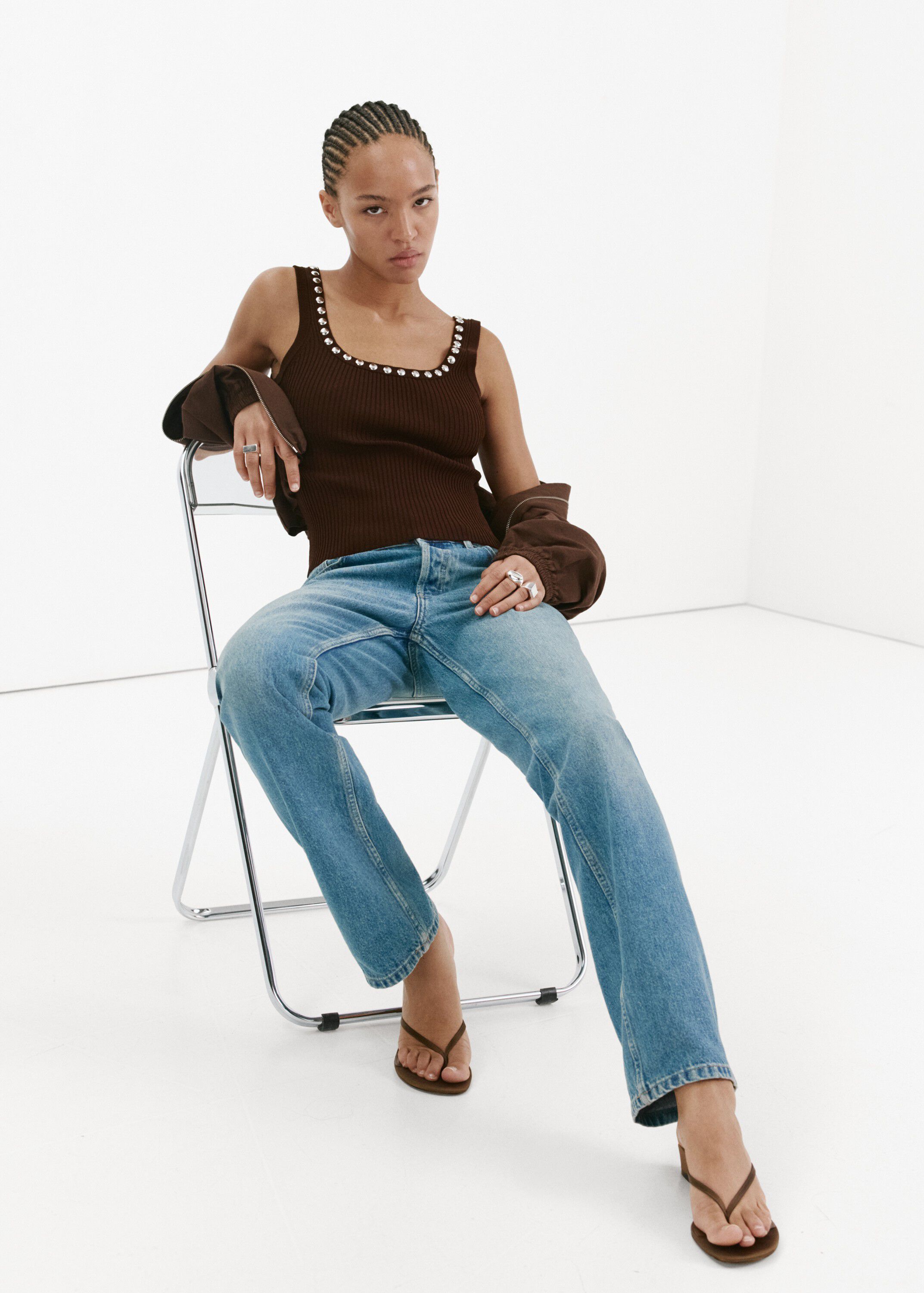 Ribbed studded top