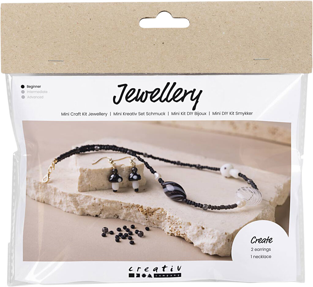 Mini DIY Kit Smykker, Chunky halsk&aelig;de, sort harmoni