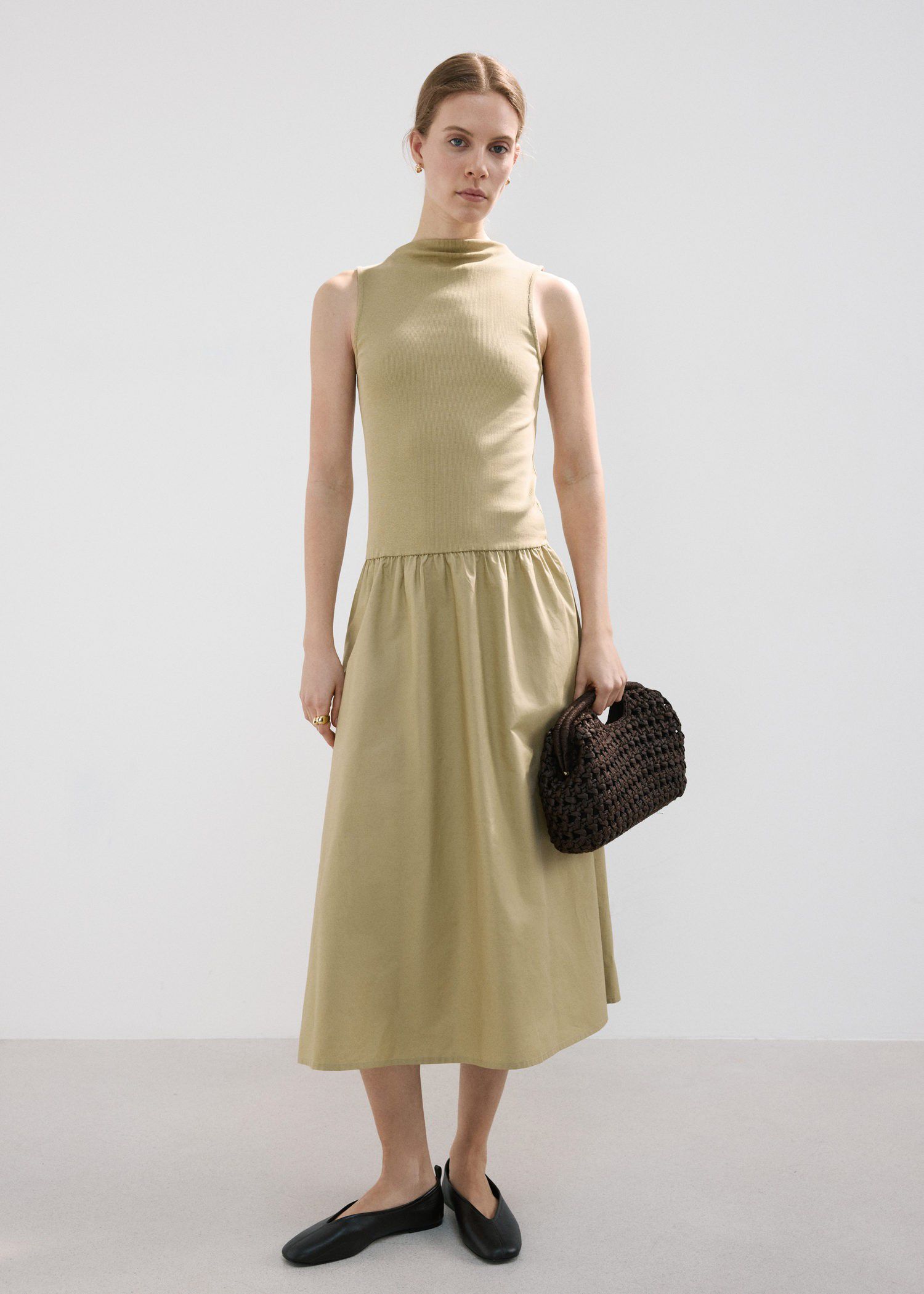 Contrast-bodice dress