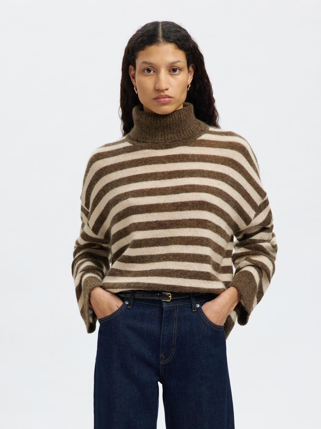 SLFLULU LS KNIT ROLL NECK NOOS