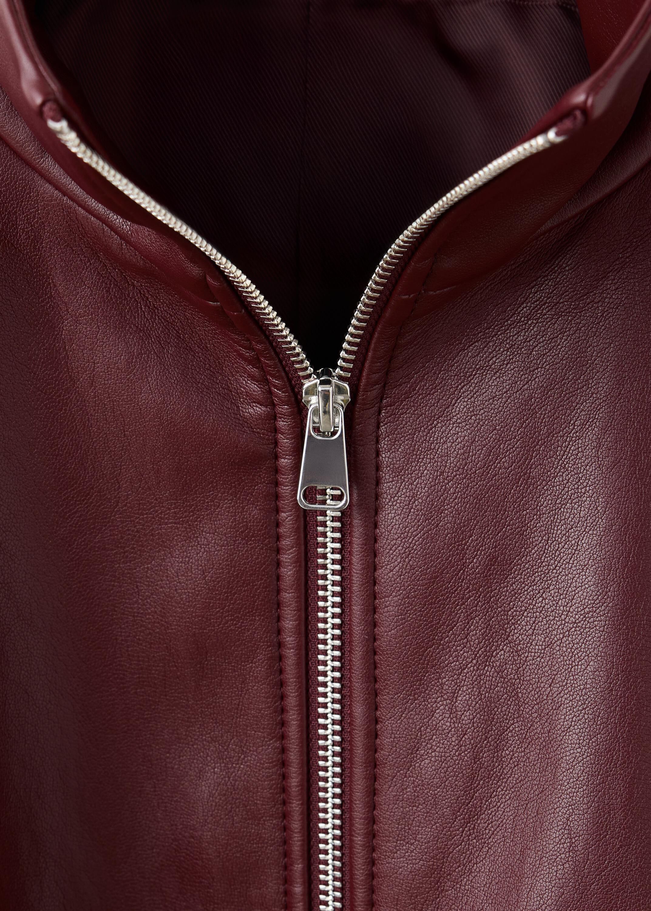 Faux leather funnel neck jacket
