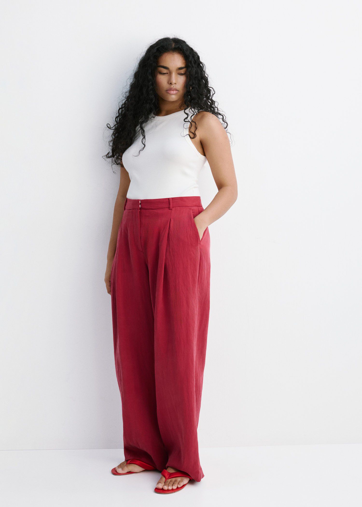 Mid-rise lyocell trousers
