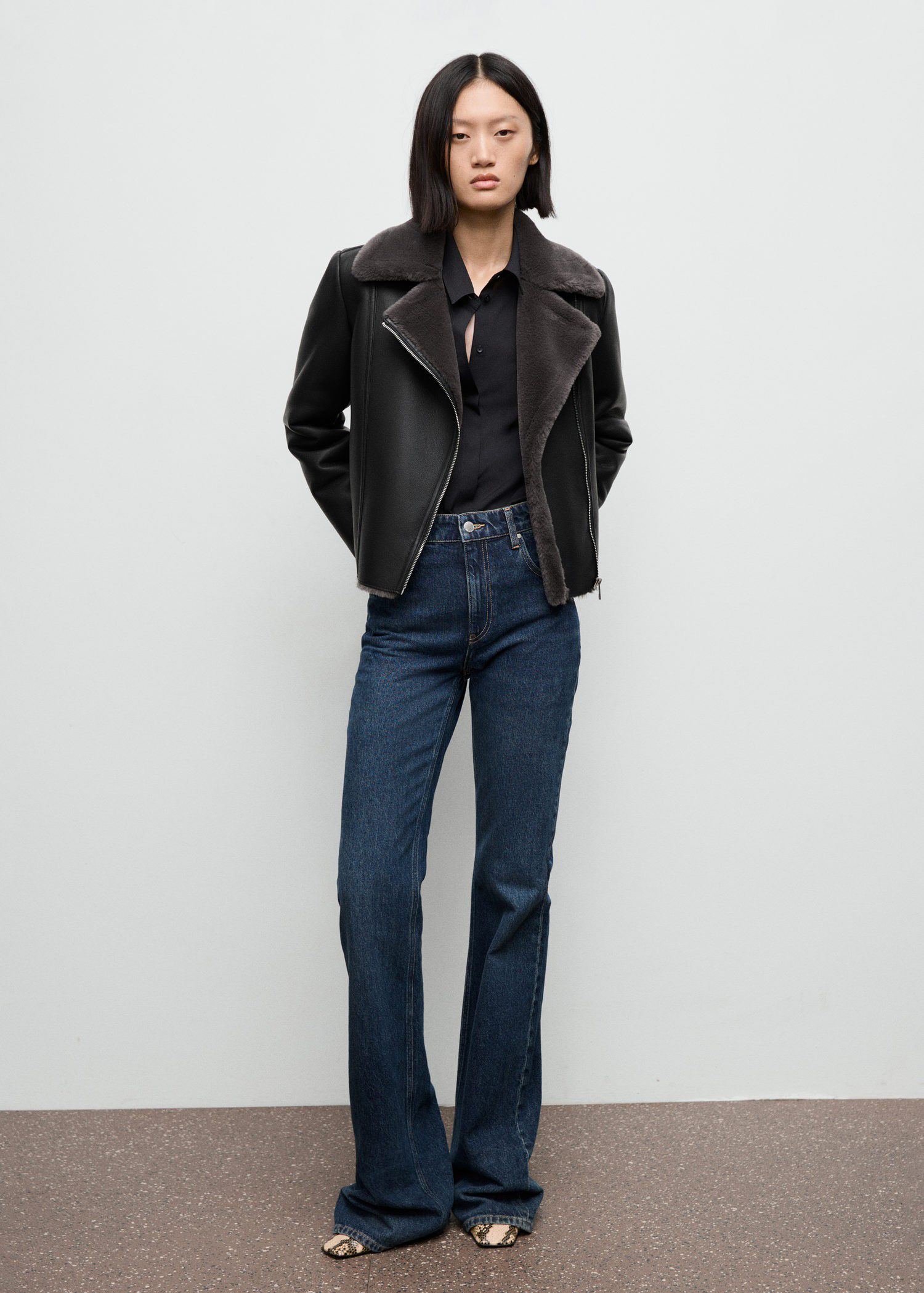 Fur-effect biker jacket