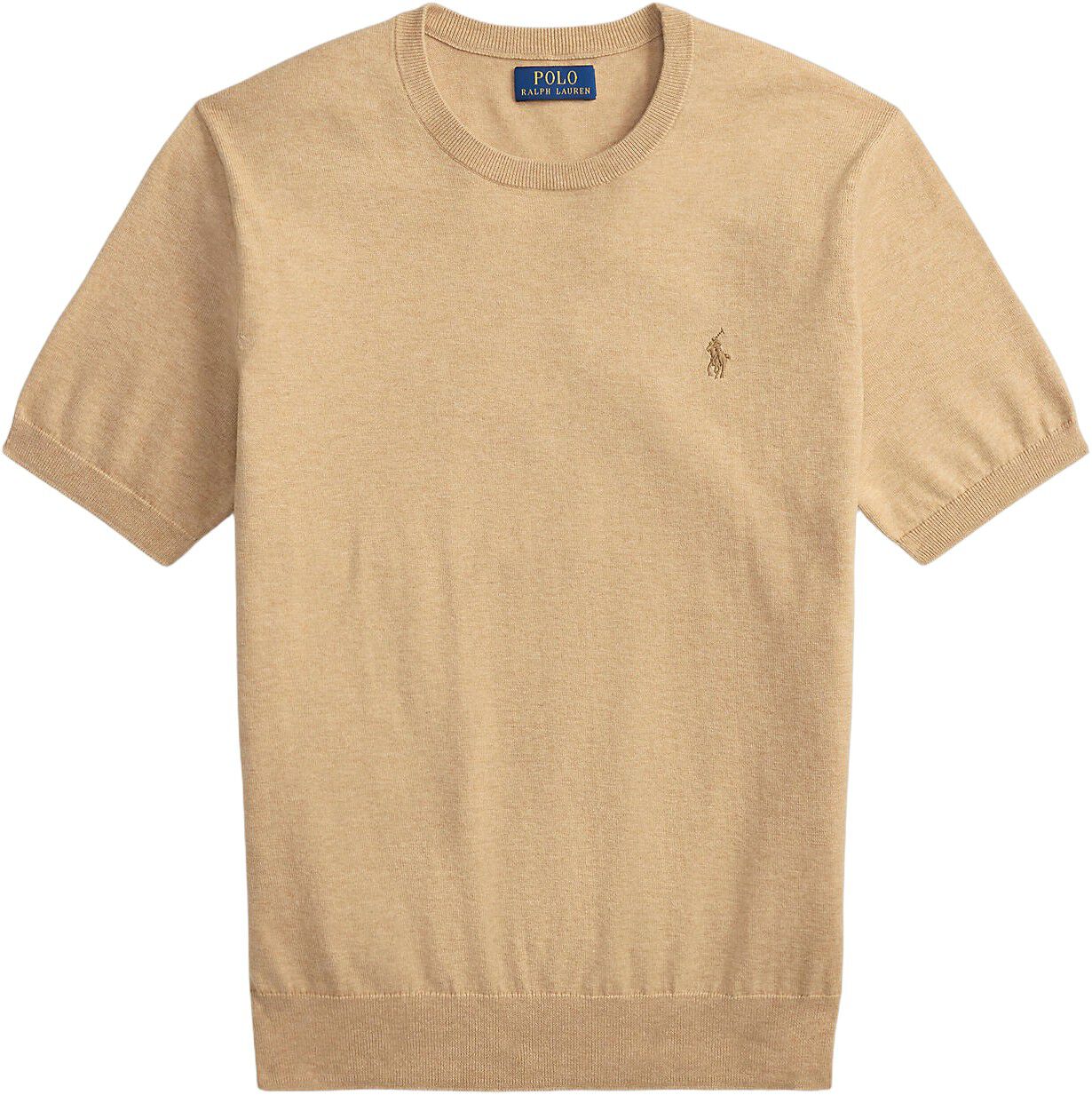 Cotton Crewneck Short-Sleeve Sweater