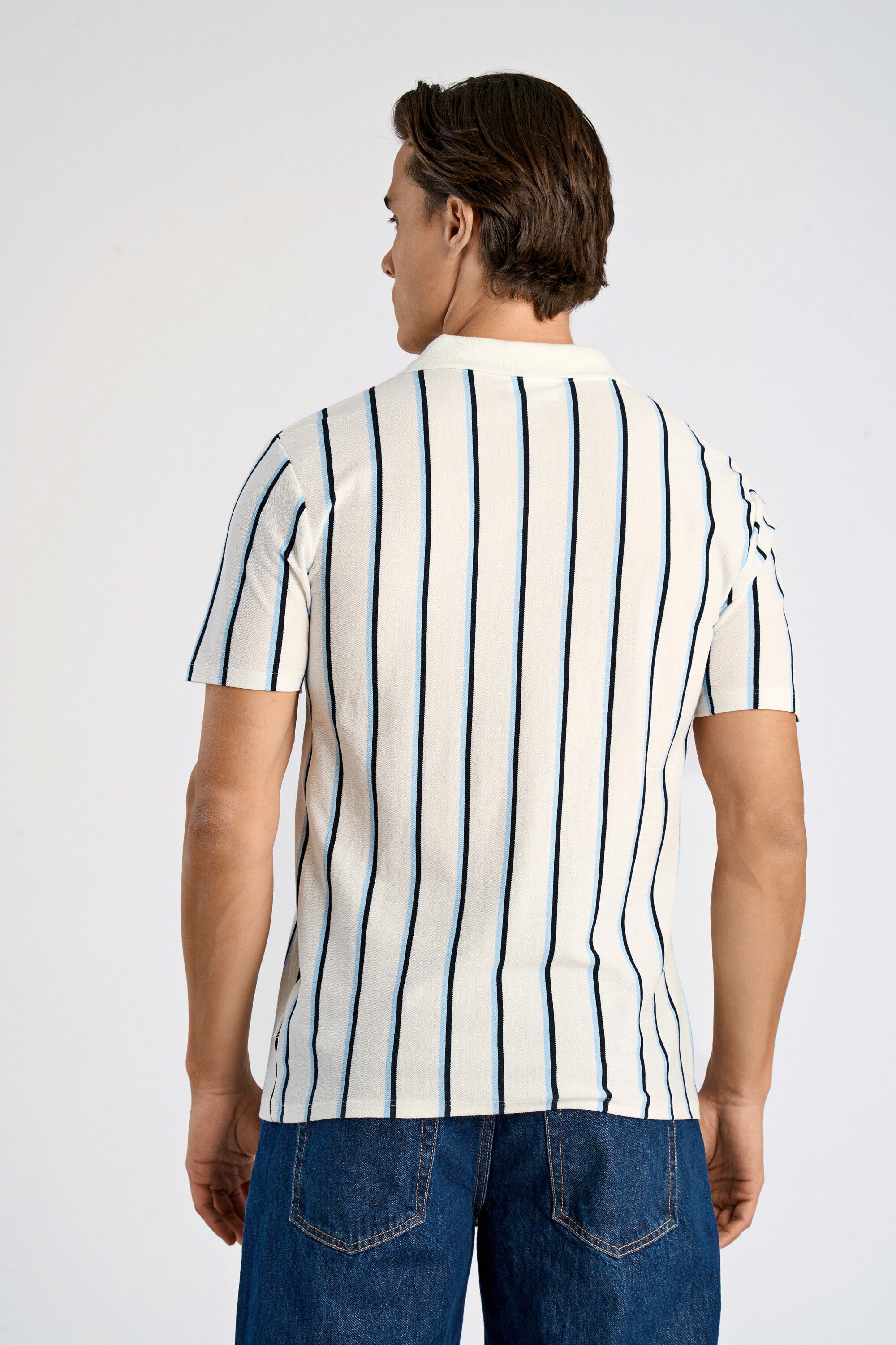 Striped piqu&eacute; polo shirt S/S