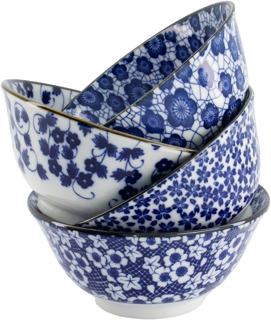 Mixed Bowls Tayo Bowl Giftset 4pcs 15x7cm 500ml Blue/White B