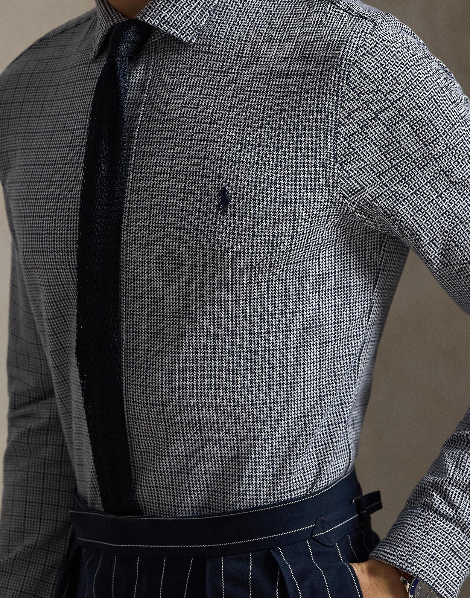 Plaid Jersey Spread-Collar Shirt