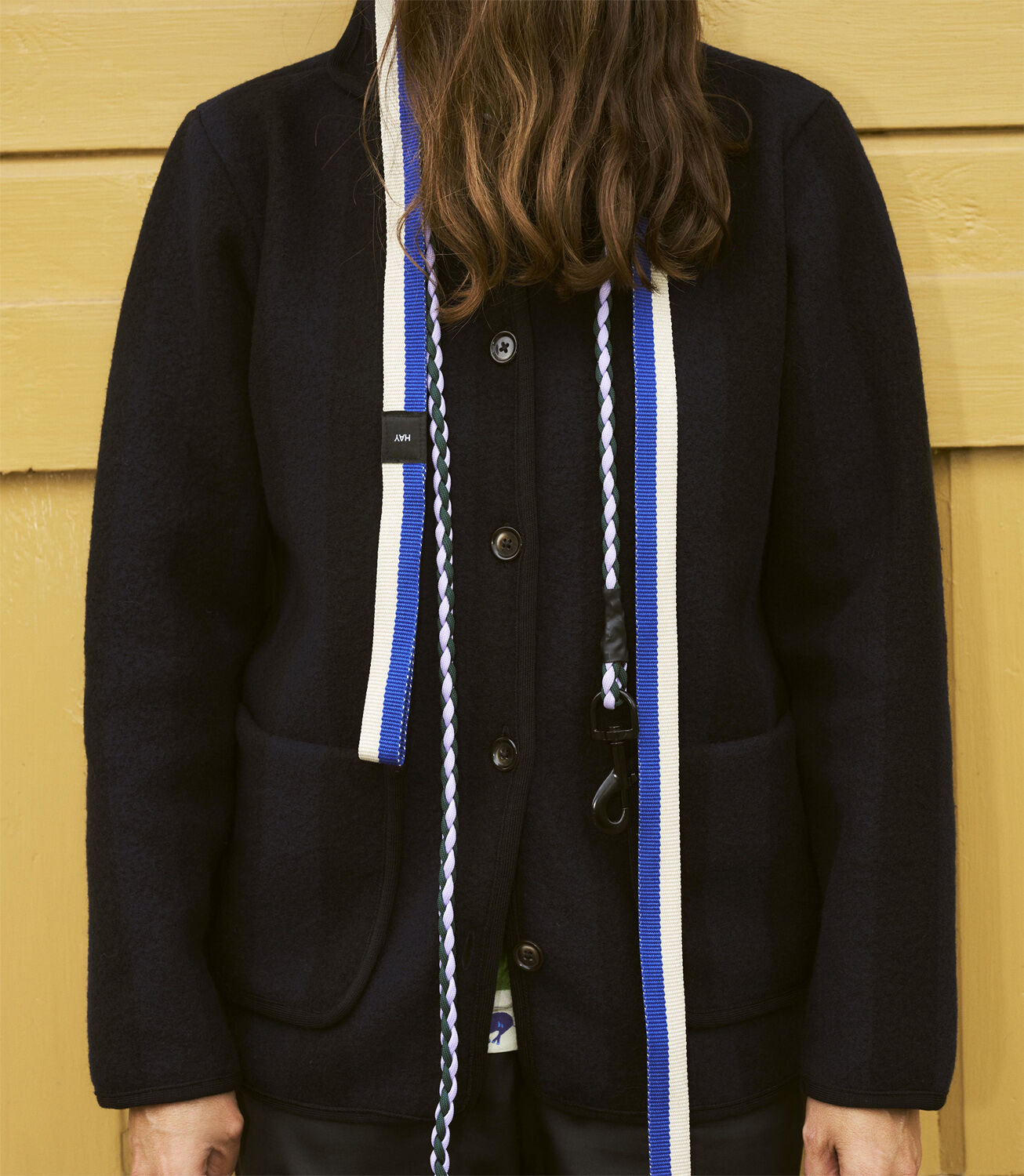 HAY Dogs Leash-Flat M/L-Blue, off-w