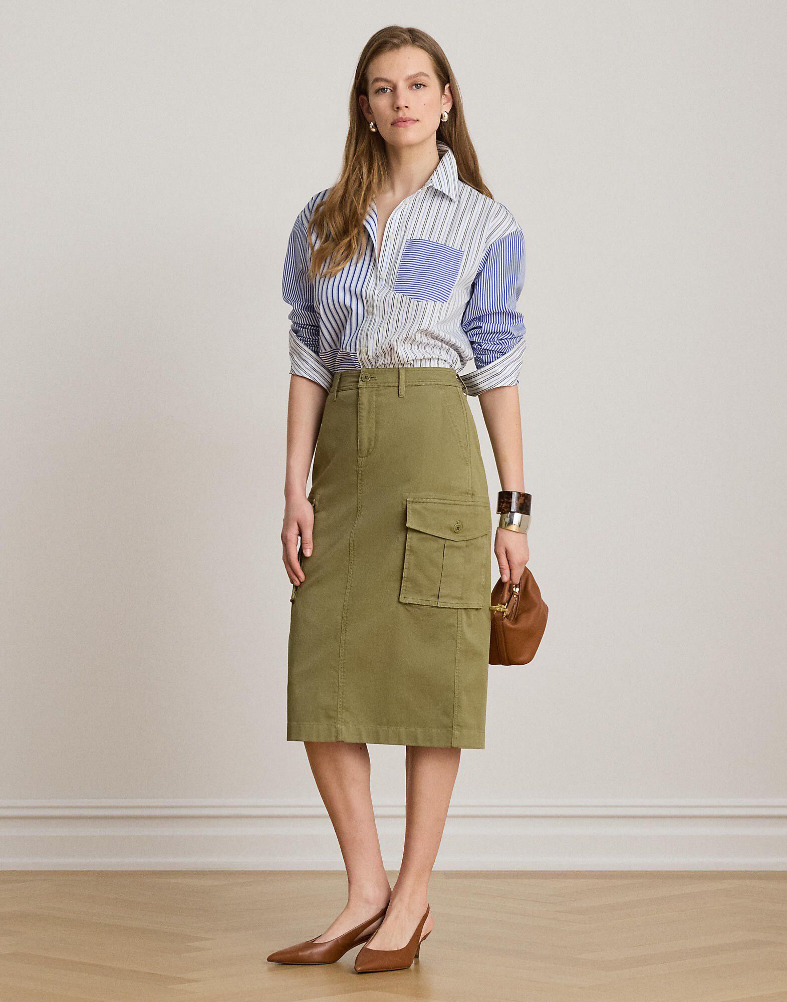 Stretch Chino Cargo Pencil Skirt