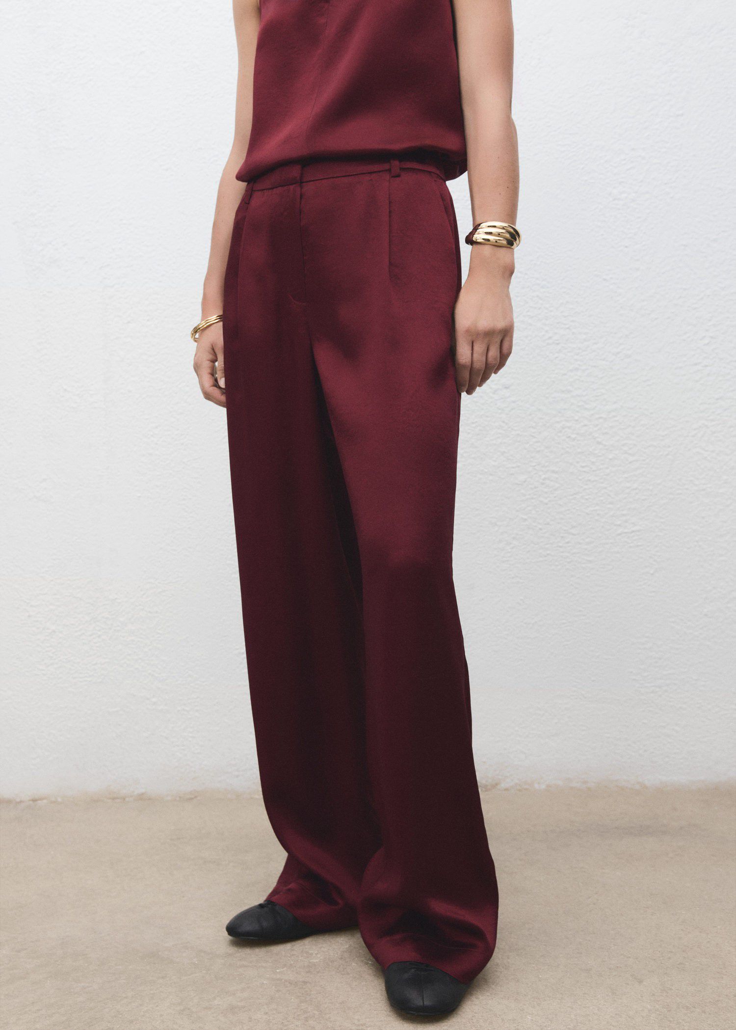 Satin wide-leg trousers