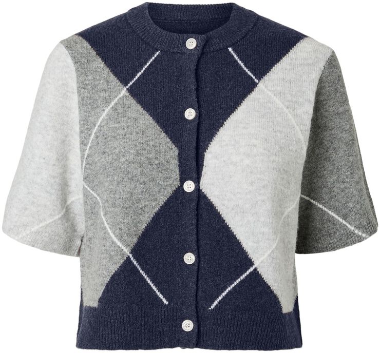PCSALLY SS KNIT CHECK CARDIGAN BC