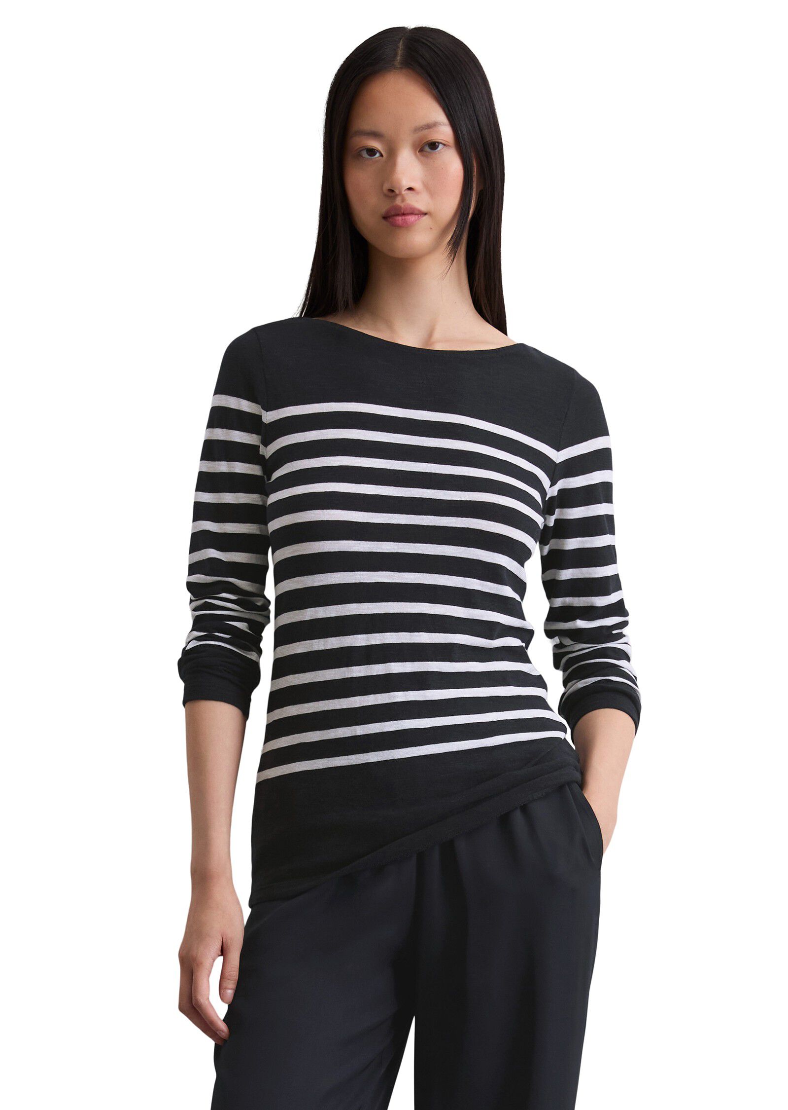 T-shirt, long sleeve, boat neck, st