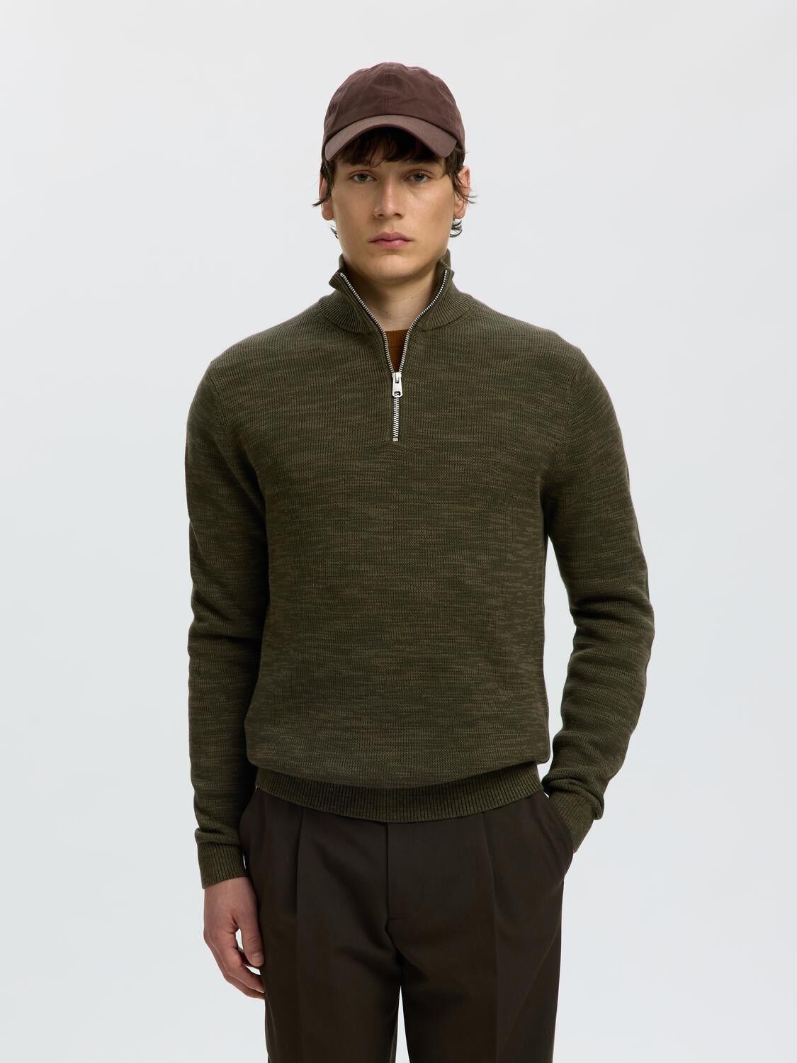 Slmdane Ls Knit Reg Struc Half Zip Noos