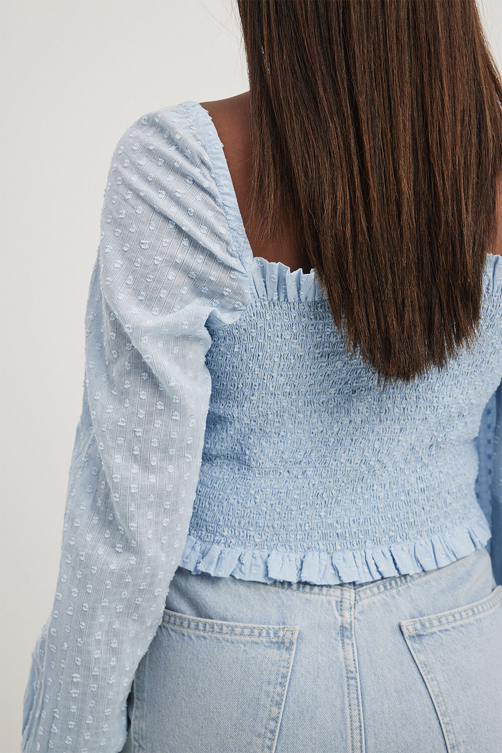 Puff Sleeve Dobby Blouse