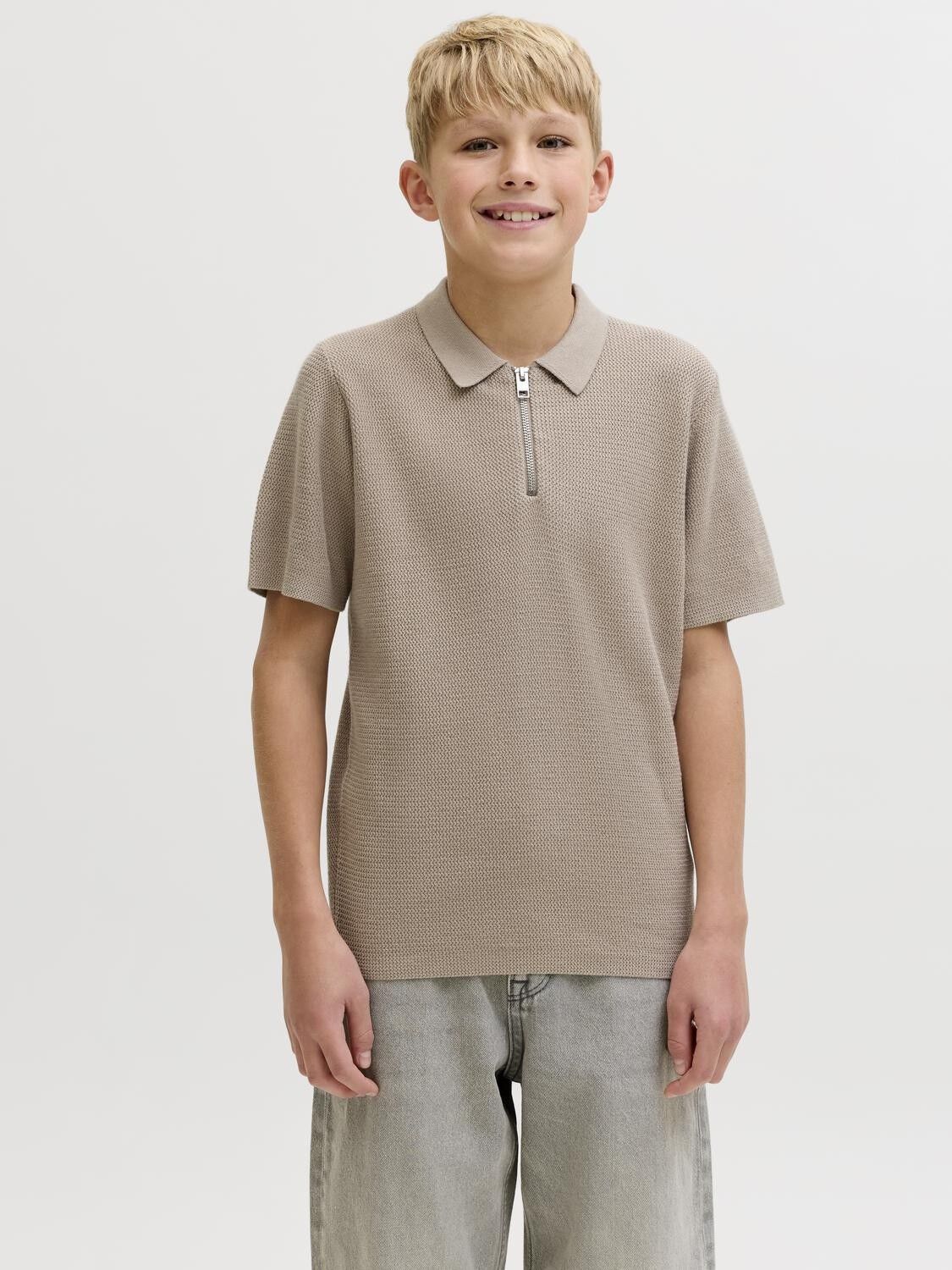 JJMAX KNIT ZIP POLO SS JNR