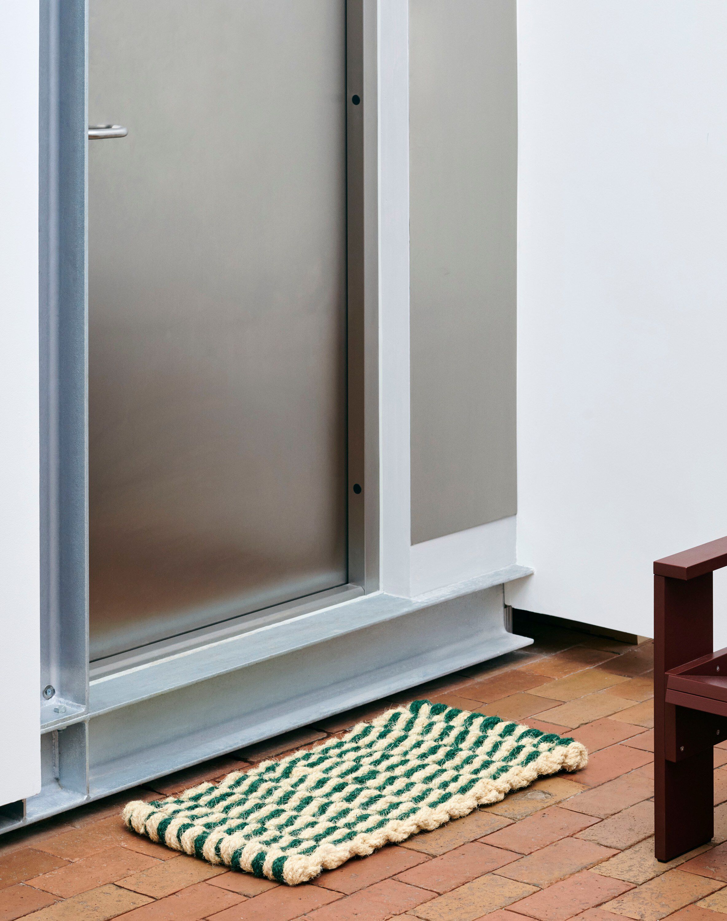 Coco Door Mat-Stripe Wave-Dark green and white