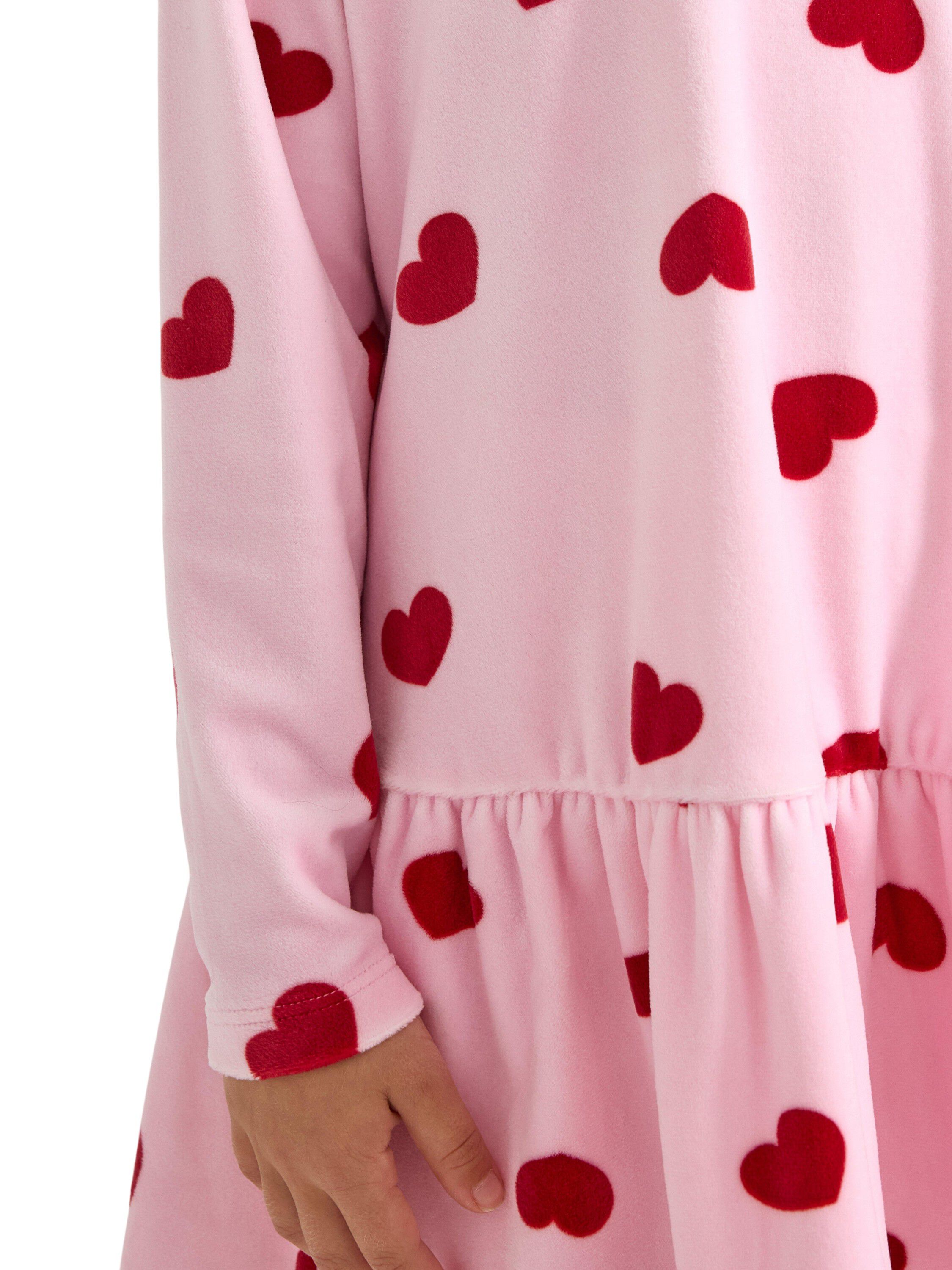 Top long velour hearts AOP